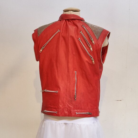 1980’s J.Park Collection Red Leather Zipper Jacket Michael Jackson BEAT IT - Picture 12 of 16